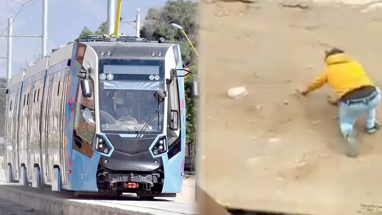 As&iacute; qued&oacute;, en el suelo, el hombre que fue embestido (der) por el tren (izq). RRSS