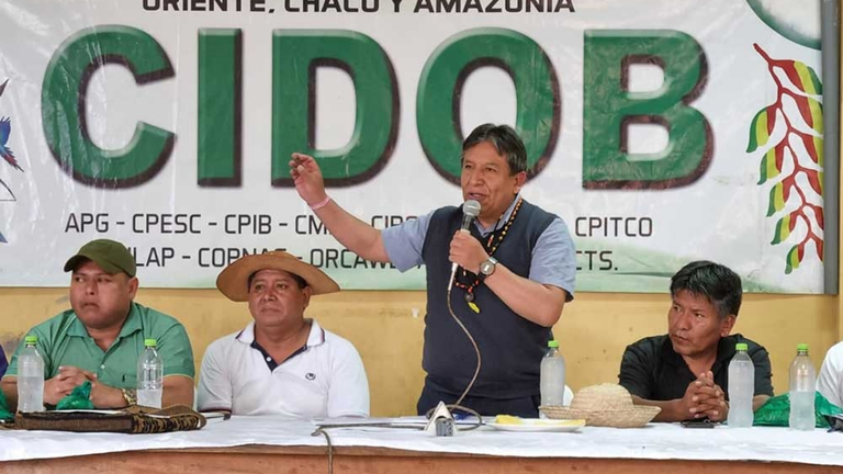 El vicepresidente David Choquehuanca en un encuentro con la CIDOB.