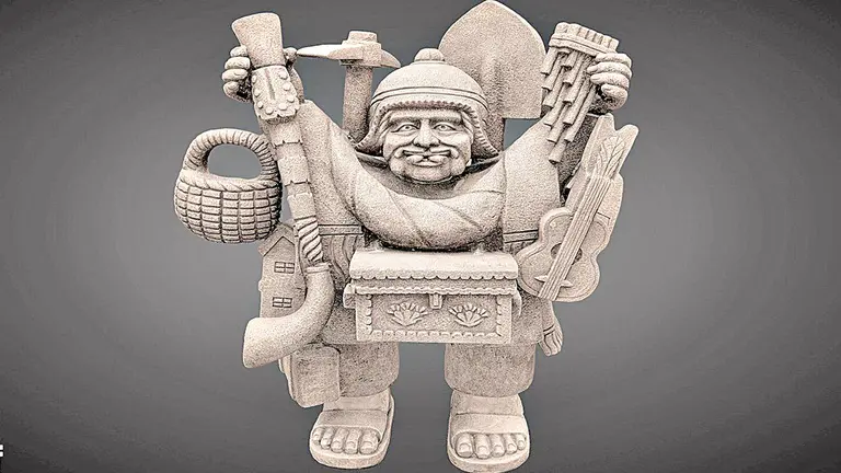 Un ekeko que exhibe MUSEF en tercera dimensi&oacute;n. MUSEF