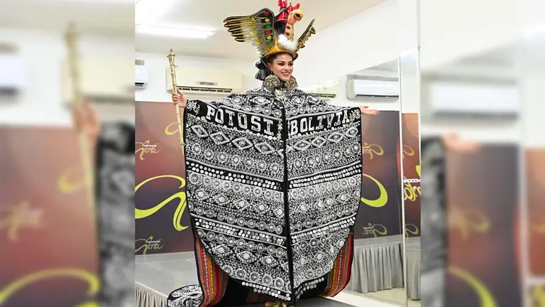 "Potos&iacute; Majestuoso" el traje t&iacute;pico que usar&aacute; la nueva Miss Bolivia. DAVID CONDORI