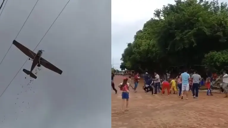 En San Joaqu&iacute;n, Beni lanzaron regalos desde una avioneta. CAPTURA