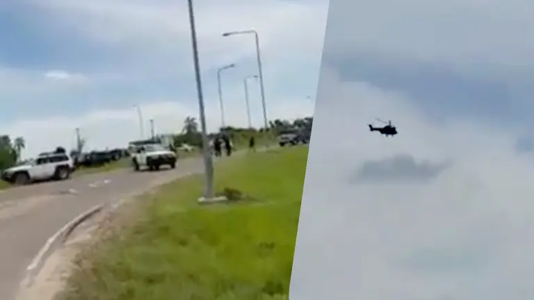 El Aeropuerto Internacional de de Viru Viru y un helic&oacute;ptero, en una jornada movilizada tras la aprehensi&oacute;n de Luis Fernando Camacho. RRSS