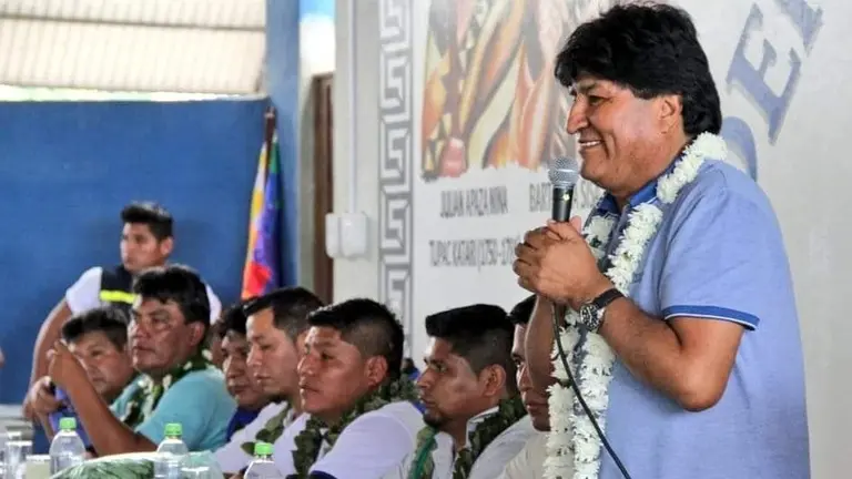 Evo Morales en el ampliado de las Seis Federaciones del Tr&oacute;pico, el 30 de diciembre. REDES SOCALES EVO MORALES