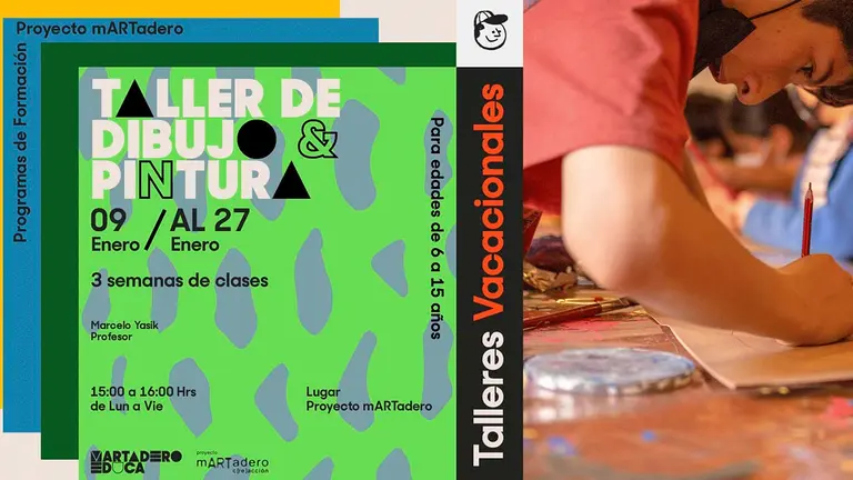 Un afiche del taller de dibujo y pintura. MARTADERO