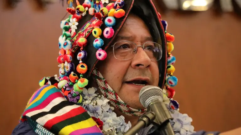 El presidente Luis Arce, en un acto con las Bartolinas. FACEBOOK LUCHO ARCE