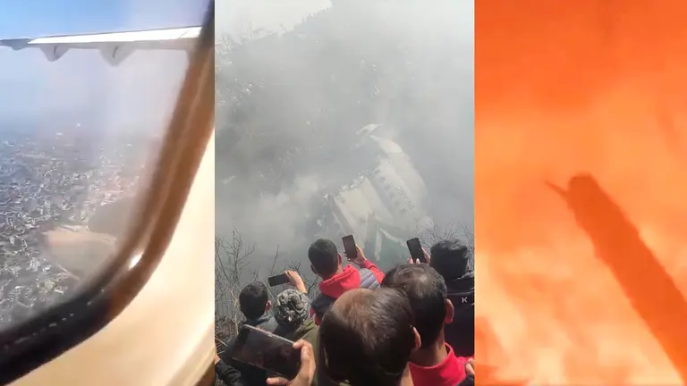 Imagen compuesta del video del joven de Nepal y una fotograf&iacute;a tras el impacto. COMPOSICI&Oacute;N OPINI&Oacute;N