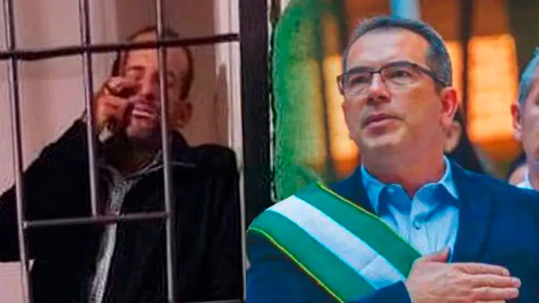 El gobernador Luis Fernando Camacho (i). Del otro lado, Zvonko Matkovic, titular de la ALD. COMPOSICI&Oacute;N OPINI&Oacute;N