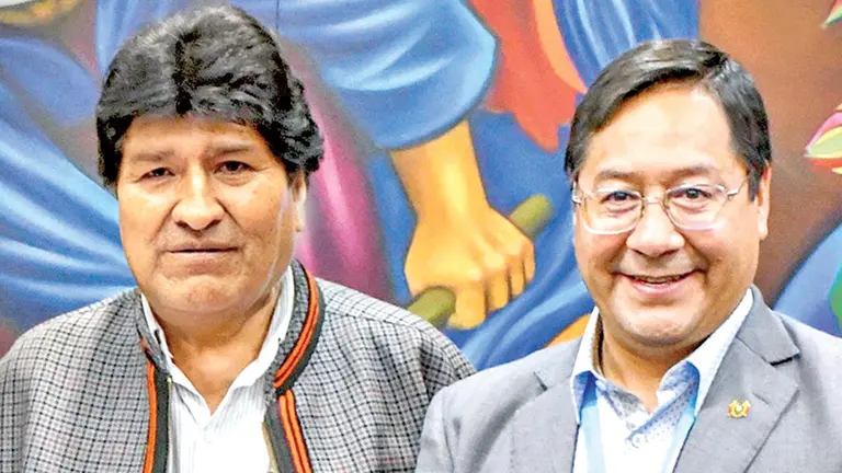 El líder del MAS, Evo Morales, y el presidente de Bolivia, Luis Arce. / ARCHIVO