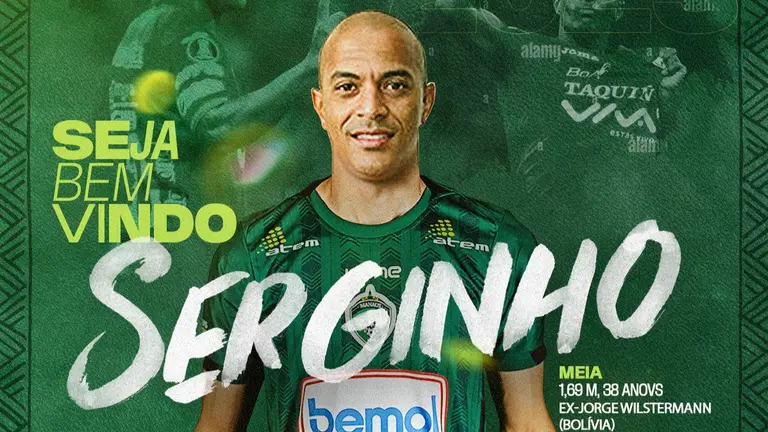 Serginho, con la polera del Manaus. FACEBOOK MANAUS FUTEBOL CLUBE