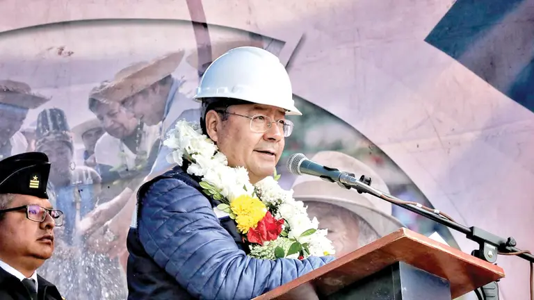 El presidente Luis Arce en un acto protocolar. ABI