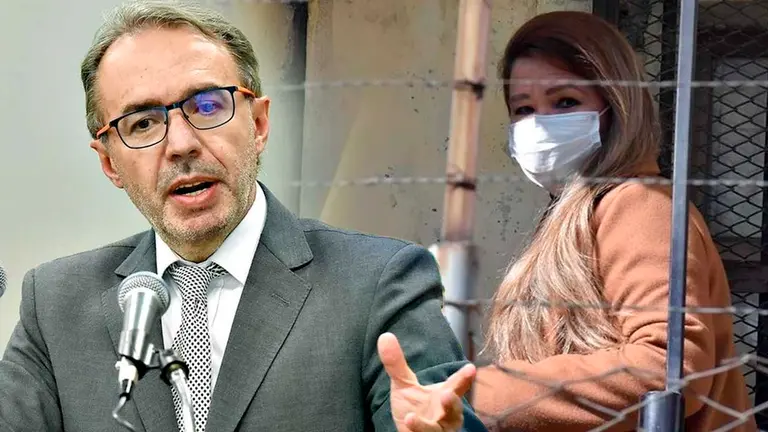 Jorge Richter, vocero presidencial y Jeanine &Aacute;&ntilde;ez./ COMPOSICI&Oacute;N OPINI&Oacute;N