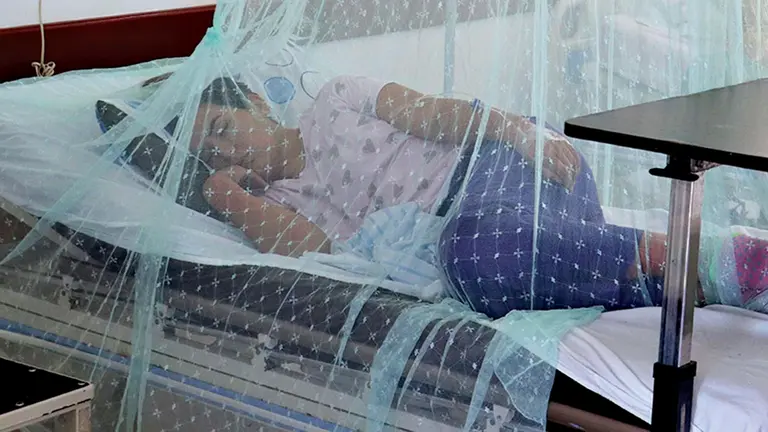 Un paciente con dengue recibe tratamiento en un hospital, en Santa Cruz.  EFE