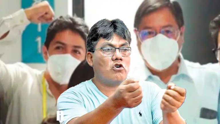 El presidente Luis Arce junto a su hijo, el diputado evista H&eacute;ctor Arce. COMPOSICI&Oacute;N OPINI&Oacute;N