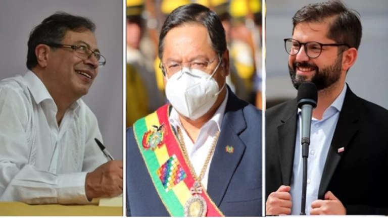 El presidente de Colombia, el mandatario de Bolivia y el titular de Chile. BR&Uacute;JULA DIGITAL