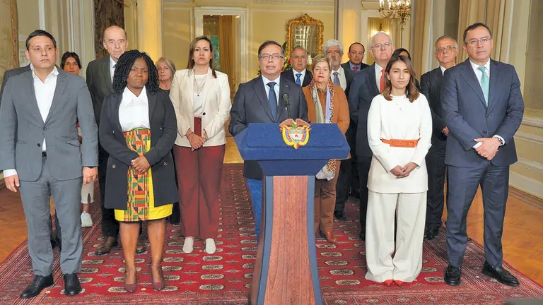 El mandatario colombiano Gustavo Petro durante una alocución, en Bogotá (Colombia). EFE