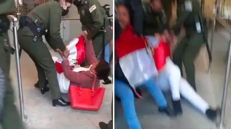 Graz y otra dirigente que fueron arrastradas.