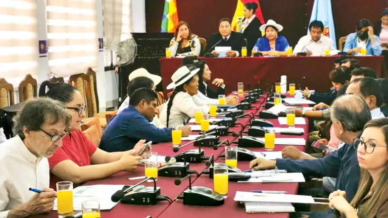 El pleno de la Brigada Parlamentaria presencia el informe de Iv&aacute;n Villa, este 13 de marzo. MELISSA REVOLLO