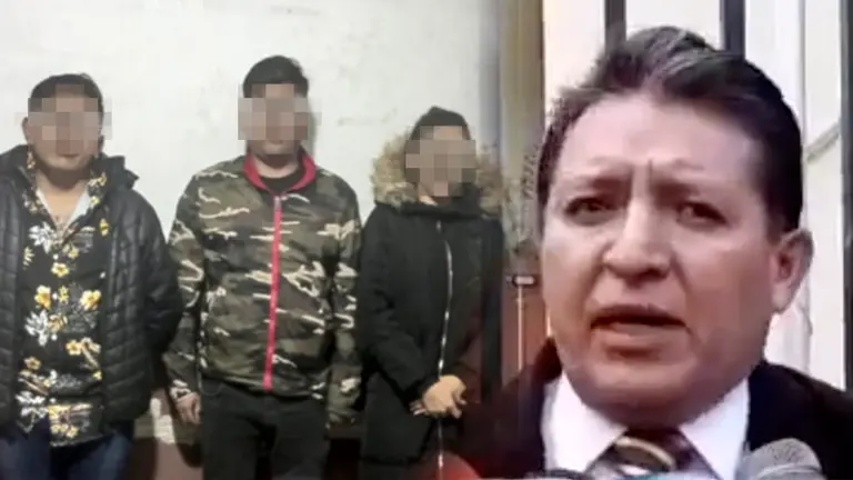 La joven junto a los atracadores (i) el abogado Eduardo M&eacute;rida. COMPOSICI&Oacute;N OPINI&Oacute;N