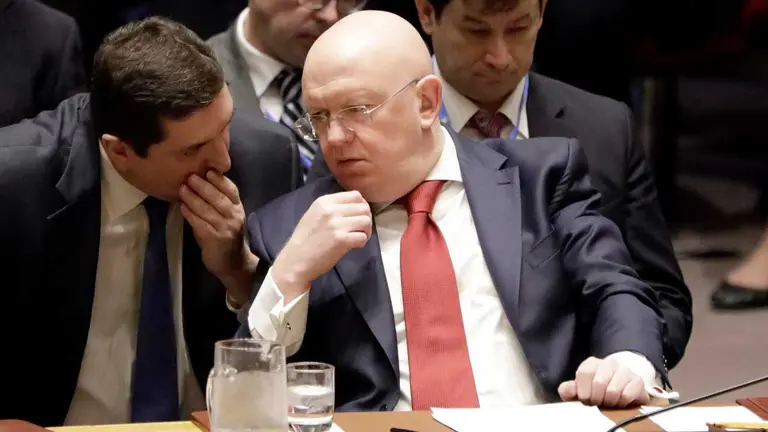Imagen de archivo del el representante de Moscú ante el Consejo de Seguridad, Vasili Nebenzia./ EFE