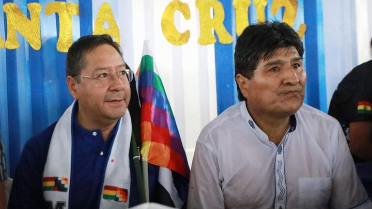El presidente Luis Arce (i) y el exmandatario Evo Morales./ FACEBOOK LUCHO POR BOLIVIA