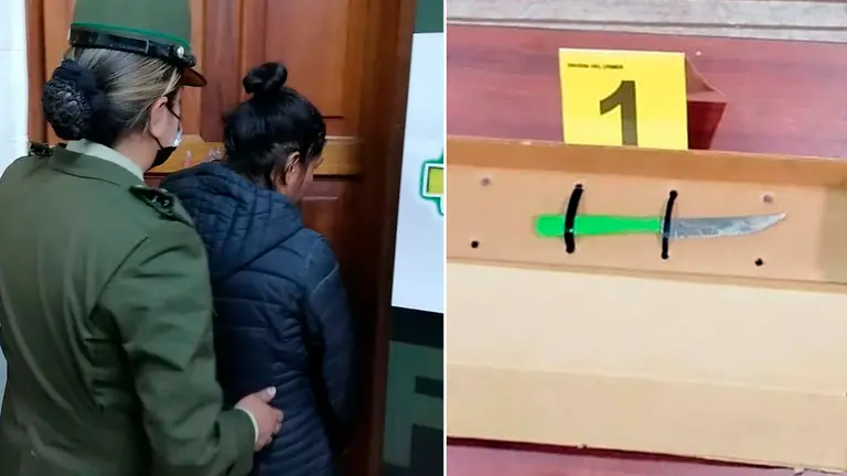 La aprehendida y el arma del delito. Foto: ERBOL.