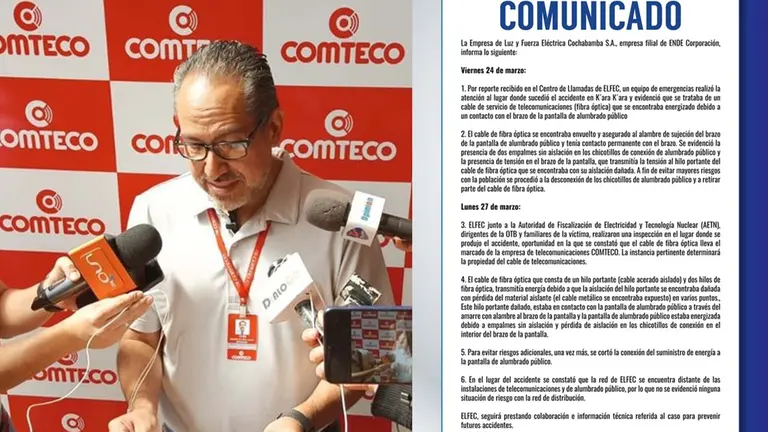 Gonzalo Luj&aacute;n, de Comteco, y el comunicado de ELFEC. 