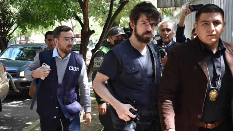 Parte del equipo de la CIDH,  a su llegada a la Defensor&iacute;a del Pueblo en una visita pasada. NO&Eacute; PORTUGAL