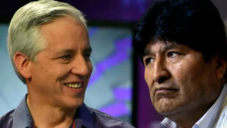 El exvicepresidente &Aacute;lvaro Garc&iacute;a Linera, el expresidente Evo Morales. Composici&oacute;n OPINI&Oacute;N