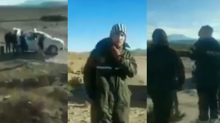 Veh&iacute;culos retenidos y turistas bloqueados por comunarios./ CAPTURA RRSS