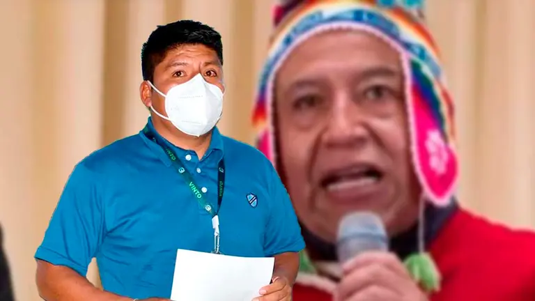 El senador del Movimiento Al Socialismo, Leonardo Loza. En el fondo el vicepresidente David Choquehuanca. COMPOSICI&Oacute;N OPINI&Oacute;N