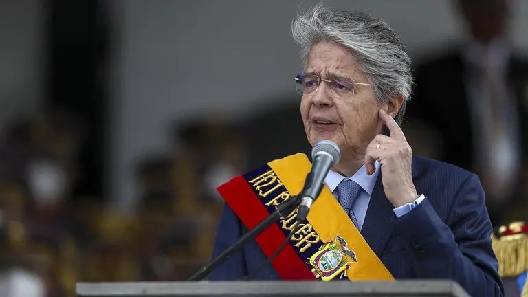 El presidente Lasso, en una conferencia de prensa./ EFE