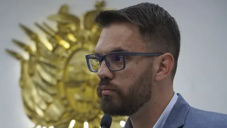 El ministro de Gobierno, Eduardo Del Castillo, en conferencia de prensa./ MINISTERIO DE GOBIERNO