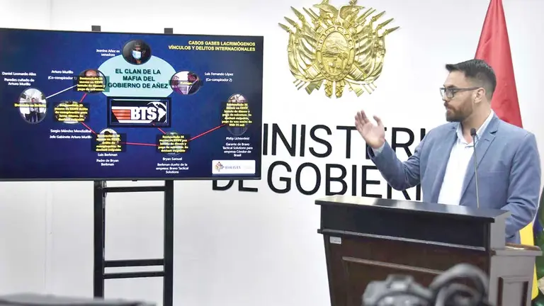 El ministro Eduardo Del Castillo explica el proceso de compra de gases en el anterior Gobierno./ ABI