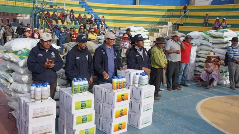 Productores de papa reciben insumos agropecuarios. MDRyT