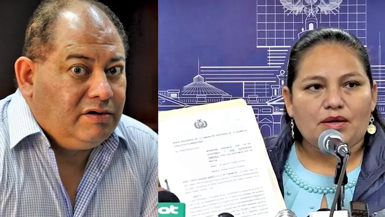 El exministro Carlos Romero (i) y la diputada del MAS Daysi Choque./ ABI