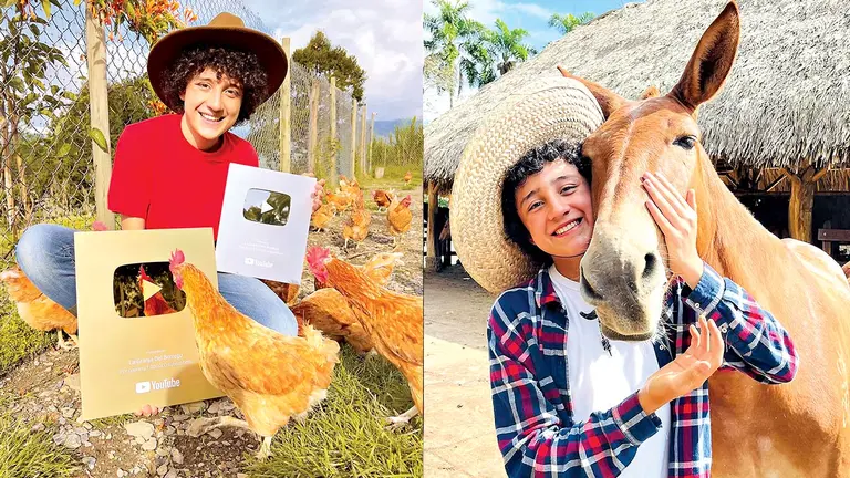 Carlos Díaz, de 17 años, es un referente en la red social de video, por el contenido  que produce en su granja en las afueras de Bogotá./ INSTAGRAM