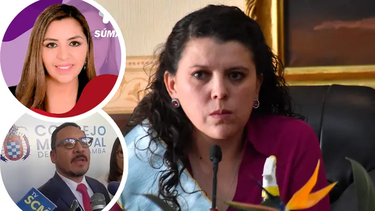 Daniela Cabrera, actual presidenta del Concejo Municipal. A los costados, Claudia Flores y Diego Murillo. Composici&oacute;n OPINI&Oacute;N