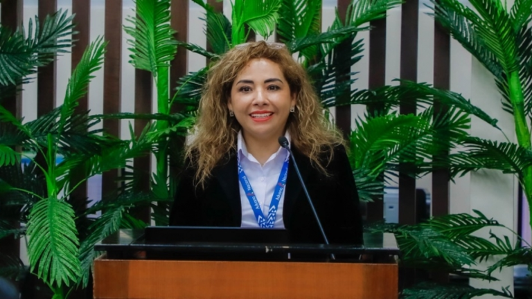 Presidenta de la Aduana de Bolivia, Karina Serrudo. BD