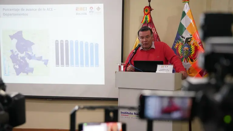 Director General del INE, Humberto Arandia, informa sobre el avance de la Actualizaci&oacute;n Cartogr&aacute;fica Estad&iacute;stica./ ABI