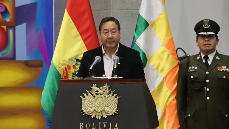 El presidente Luis Arce, en la jornada de posesi&oacute;n del ministro Rub&eacute;n M&eacute;ndez. FACEBOOK LUCHO ARCE