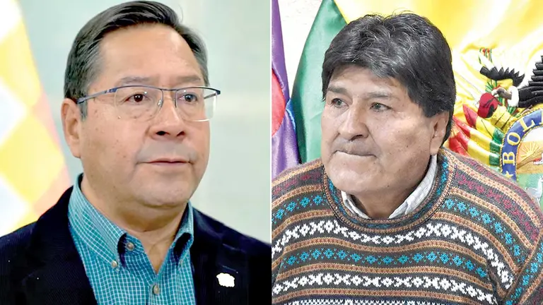 El presidente Luis Arce (I) y el exmandatario Evo Morales./ ARCHIVO