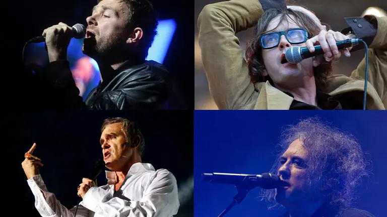 Combo de cuatro fotograf&iacute;as de archivo donde se ven a los cantantes brit&aacute;nicos (desde la izquierda, arriba) Damon Albarn, Jarvis Cocker, Morrissey y Robert Smith. Al mejor estilo de EE.UU. en los sesenta con The Beatles, The Rolling Stones y The Who, Latinoam&eacute;rica se prepara para recibir antes de finalizar el a&ntilde;o una verdadera &ldquo;invasi&oacute;n brit&aacute;nica. EFE/