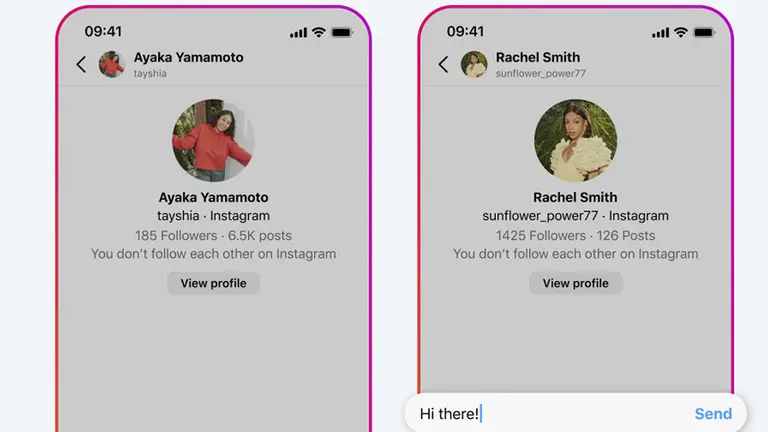 Fotograf&iacute;a cedida por la empresa Meta donde se muestran unas pantallas de privacidad y limitaci&oacute;n de mensajer&iacute;a en la aplicaci&oacute;n de la red social de Instagram./ EFE