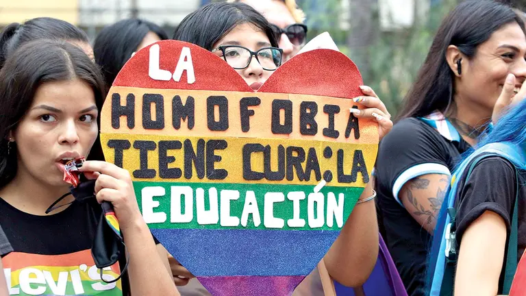 Activistas de colectivos LGBTI marchan para exigir respeto a sus derechos, en Santa Cruz./ EFE