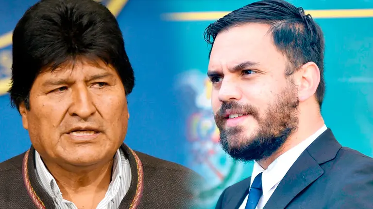 Imagen compuesta del expresidente Evo Morales junto al ministro de Gobierno Eduardo del Castillo. COMPOSICI&Oacute;N OPINI&Oacute;N