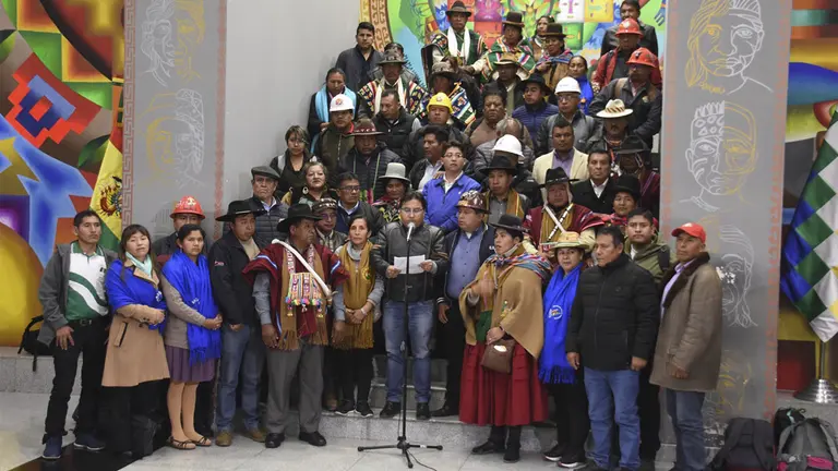 Conferencia de la COB y el Pacto de Unidad./ ABI
