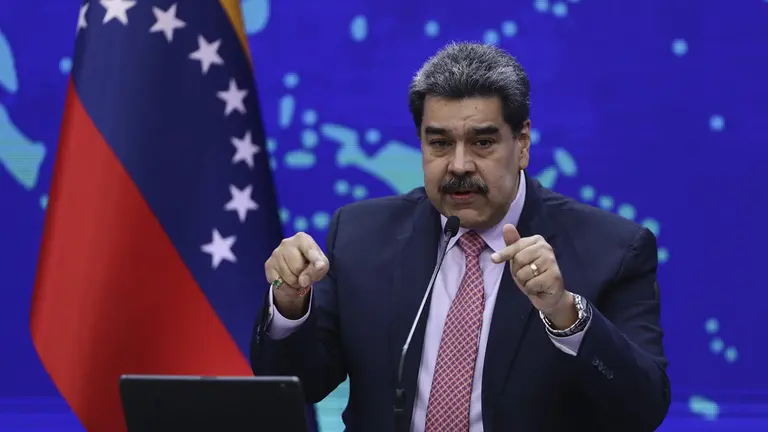 Fotograf&iacute;a de archivo en la que se registr&oacute; al presidente de Venezuela, Nicol&aacute;s Maduro, durante una rueda de prensa, en el Palacio Miraflores, en Caracas (Venezuela)./ EFE