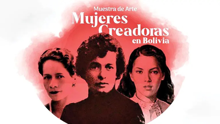 El p&oacute;ster oficial de la convocatoria a la Muestra de Arte Mujeres Creadoras en Bolivia/ CORTES&Iacute;A