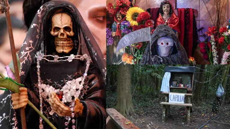 La Santa Muerte, Gauchito Gil y Altar a San Jorge encontrado en un laboratorio de drogas en Bolivia. Composici&oacute;n Opini&oacute;n.