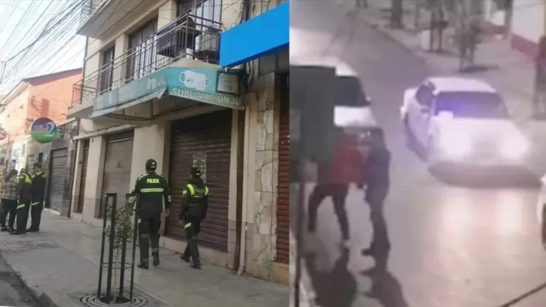 La calle 16 de Julio, en pleno centro cochabambino. Del lado derecho, una ri&ntilde;a nocturna. CAPTURAS DE VIDEO